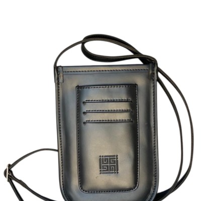 Black Unisex Leather Card Bag