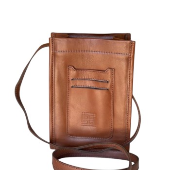 Unisex Tan Leather Pouch Bag