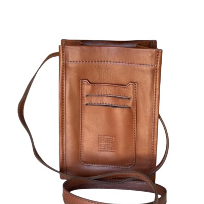 Unisex Tan Leather Pouch Bag