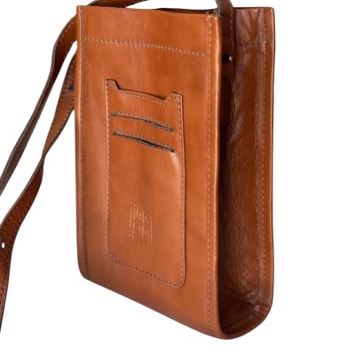 Unisex Tan Leather Pouch Bag